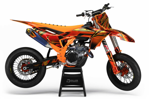 Supermoto Dekor Flash Orange passend für KTM optional in Full Chrome