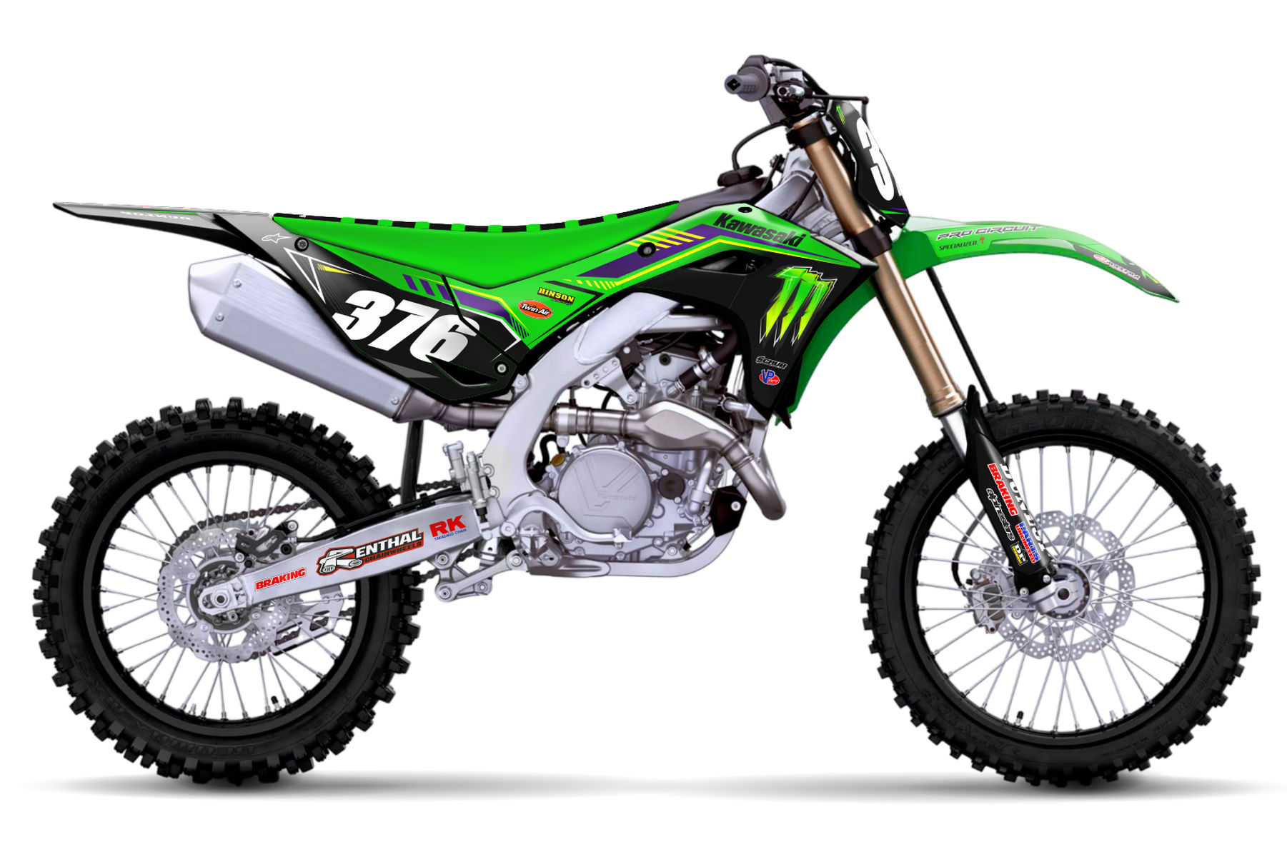 Dekor Monster Energy Pro Circuit Green Limited Edition passend für Kawasaki