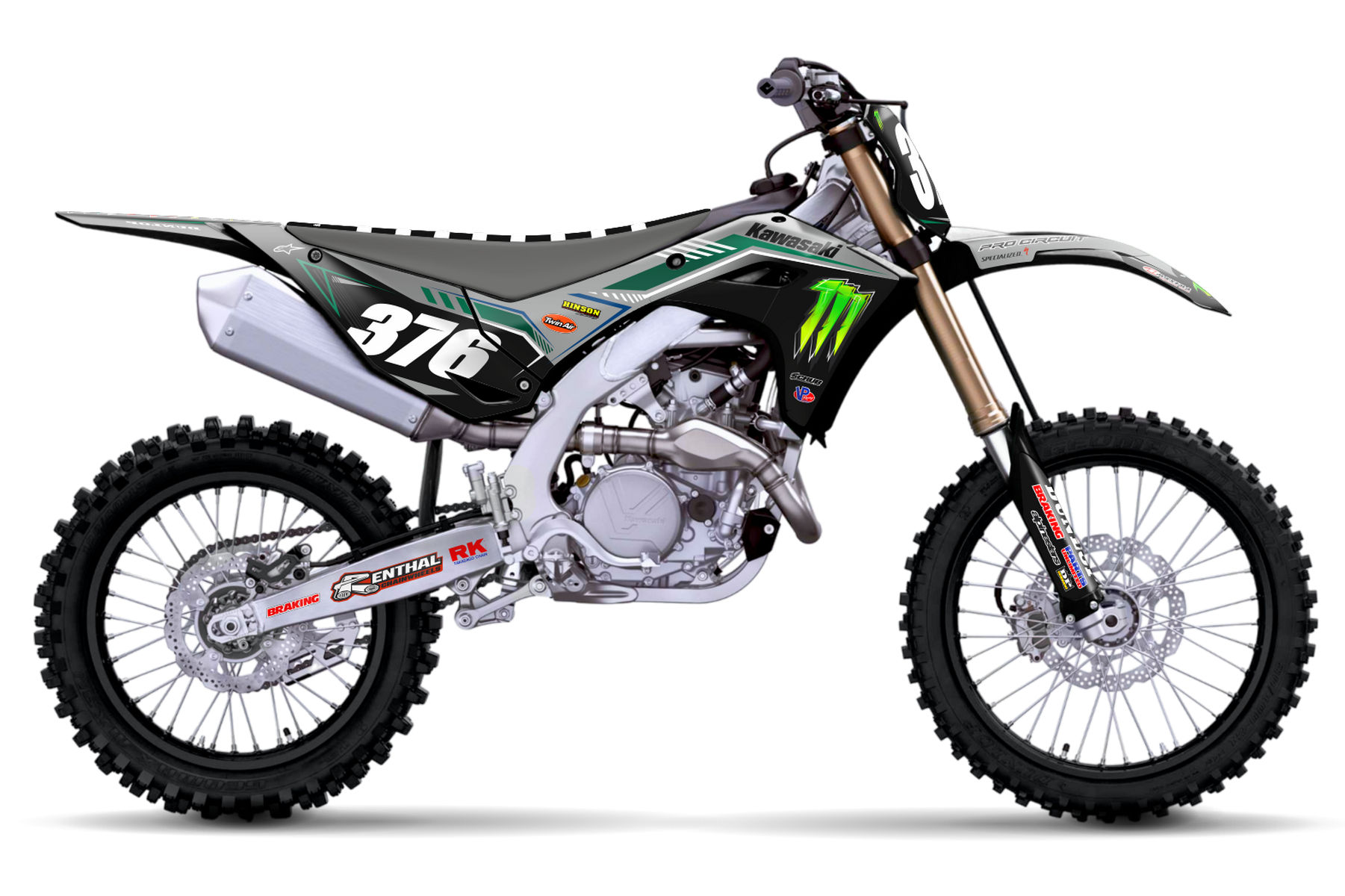 Dekor Monster Energy Pro Circuit Grey Limited Edition passend für Kawasaki