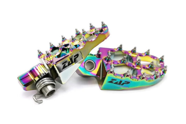 Zap Aluminium Motocross Footpegs In Rainbow Suitable For Beta Rr