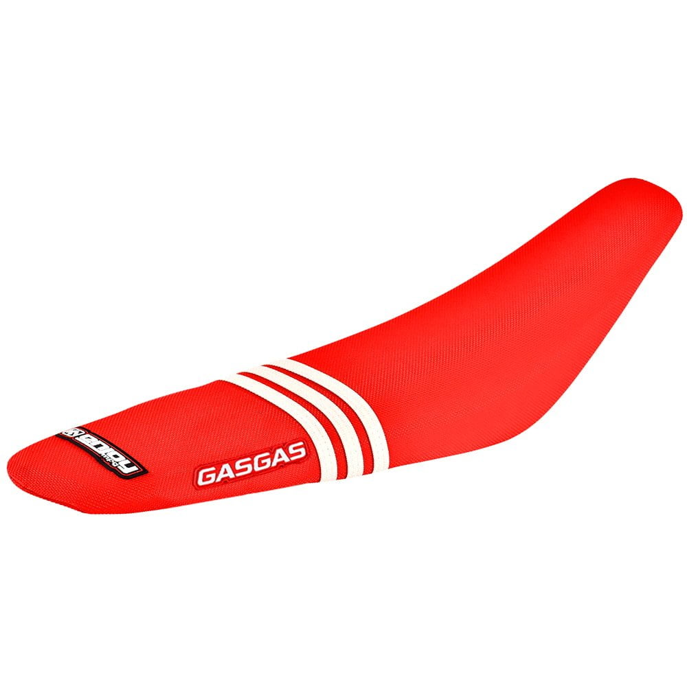173-RED-RED-WhiteSTRIPE-GASGAS Factory Sitzbankbezug passend für Gas Gas Motocross und Enduromodelle – Bild 1