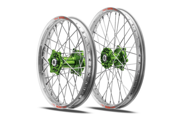 Excel Felgensatz Haan Wheels | Motocross Felgen | Silber – Grün