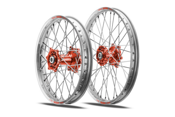 Excel Felgensatz Haan Wheels | Motocross Felgen | Silber – Rot