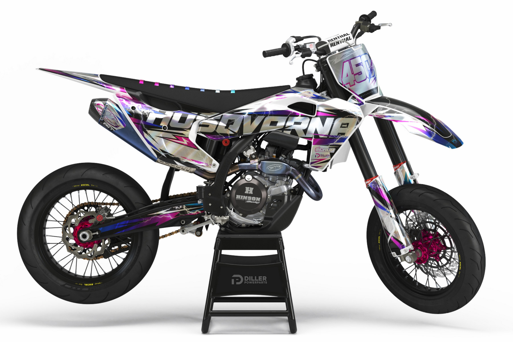 Supermoto Dekor Madness Purple passend für Husqvarna optional in Full Chrome