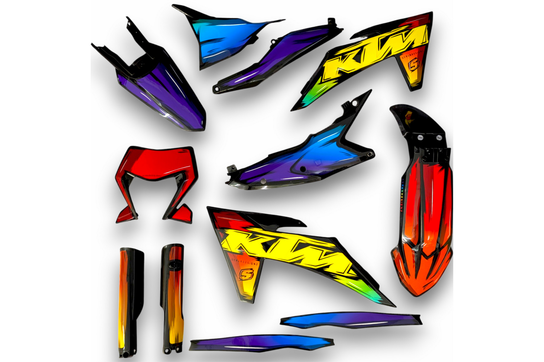 Dekor auf Plastiks beklebt für MX & Enduro Modelle passend für KTM