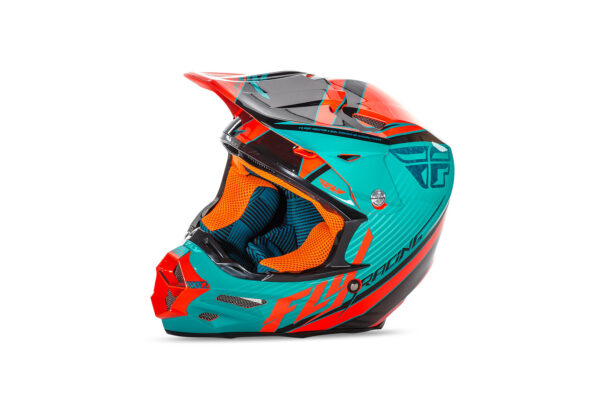 Fly Racing Motocross Helm Türkis | Orange in Größe L