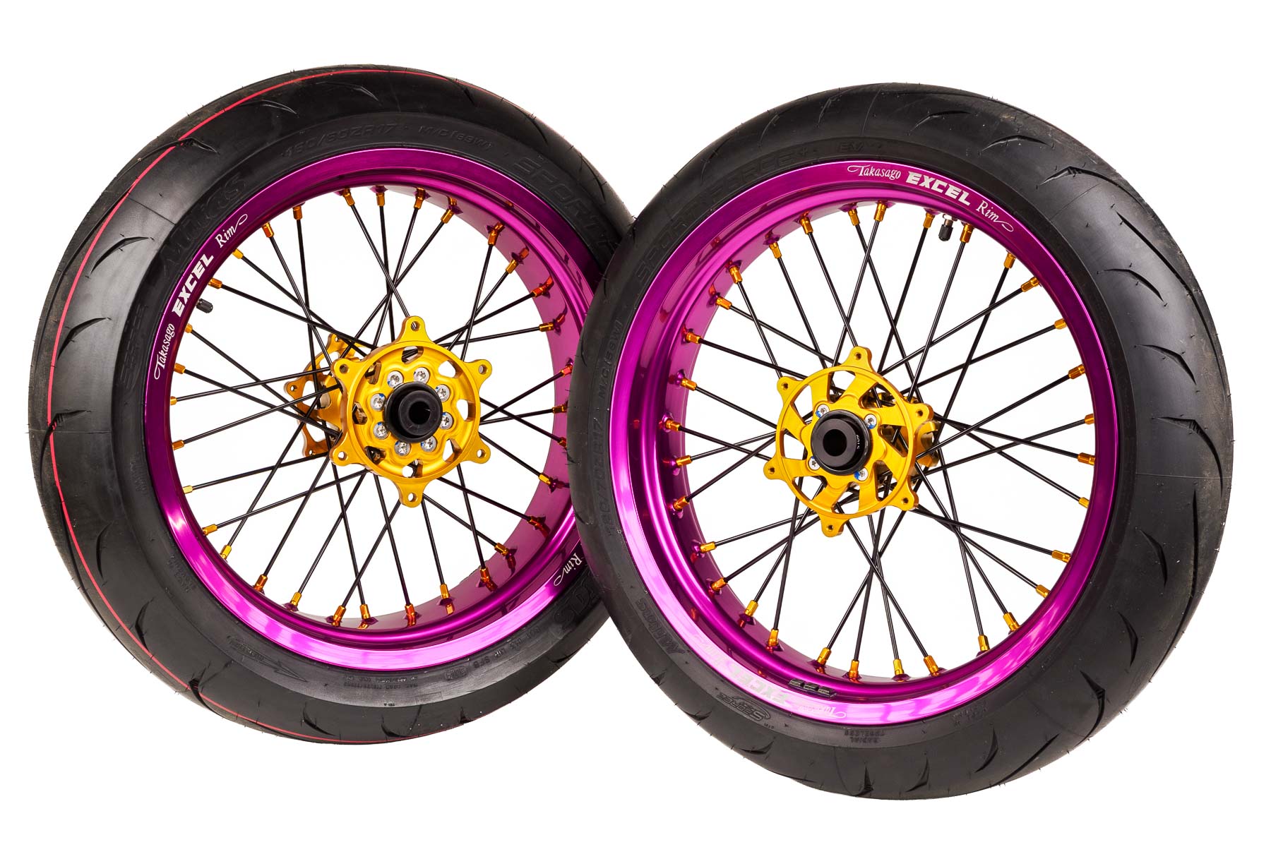 Excel Felgensatz G2 Series | Supermoto Felgen | Lila – Gold passend für KTM, Husqvarna, Gas Gas und Stark Varg