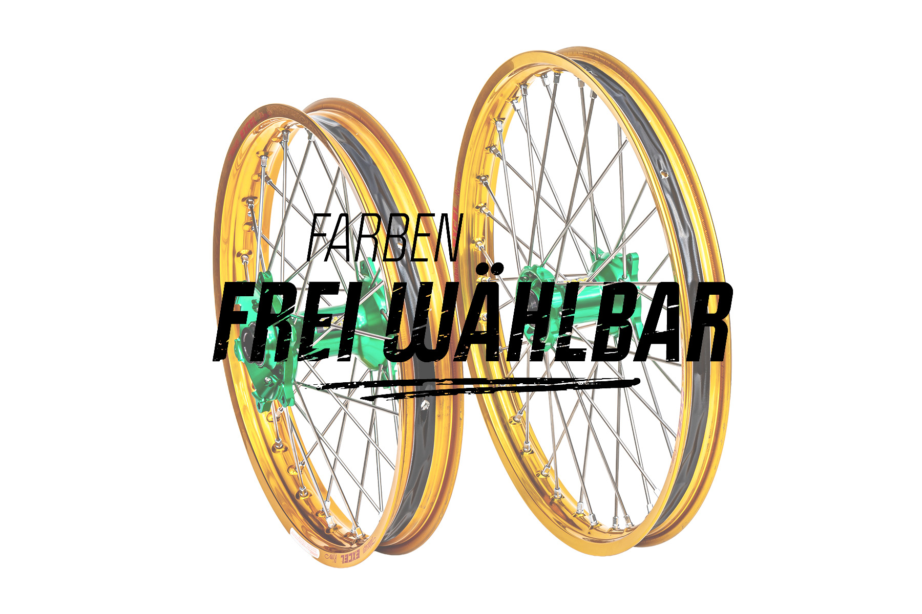 Excel Felgensatz Haan Wheels Motocross Felgen Gold Grün Ffw