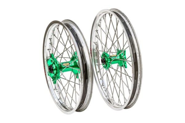 Excel Felgensatz Haan Wheels Motocross Felgen Silber Grün
