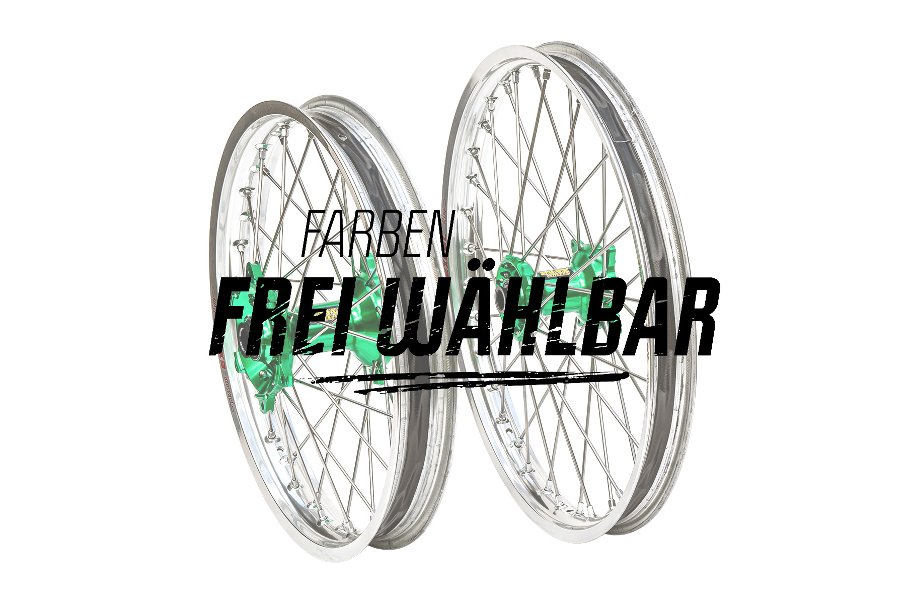 Excel Felgensatz Haan Wheels Motocross Felgen Silber Grün Ffw
