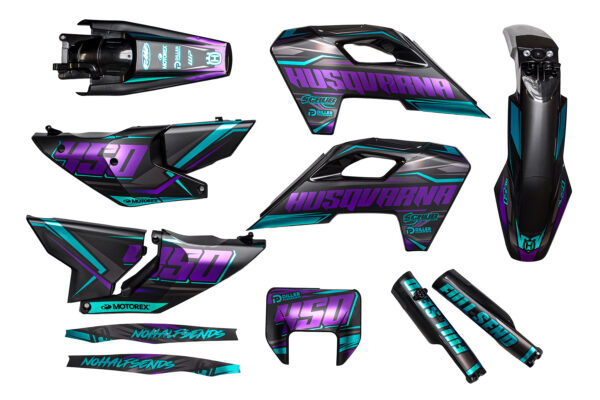 Holo Chrom Dekor auf Plastiks beklebt passend für Husqvarna TE / FE 2024 – 2026