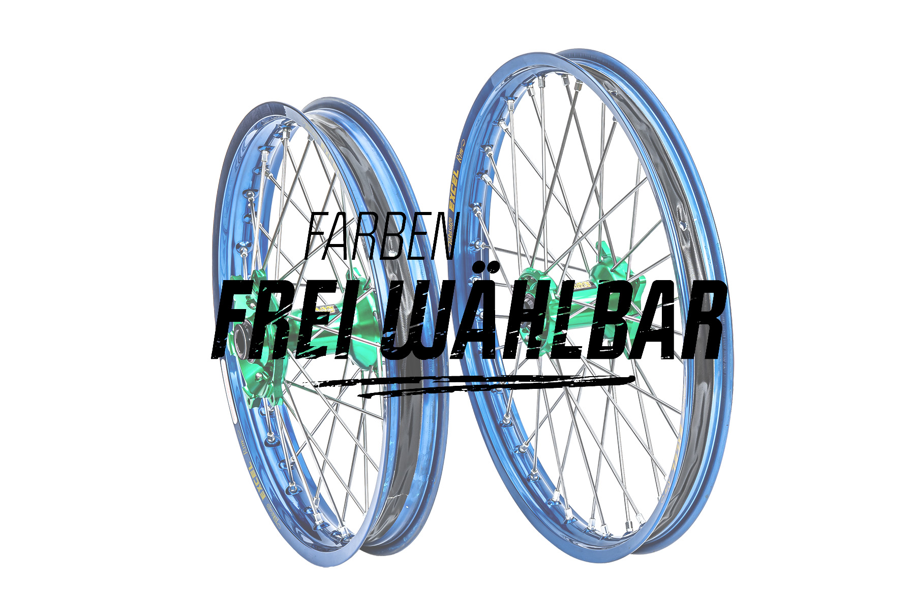 Excel Felgensatz Haan Wheels Motocross Felgen Blau Grün Ffw