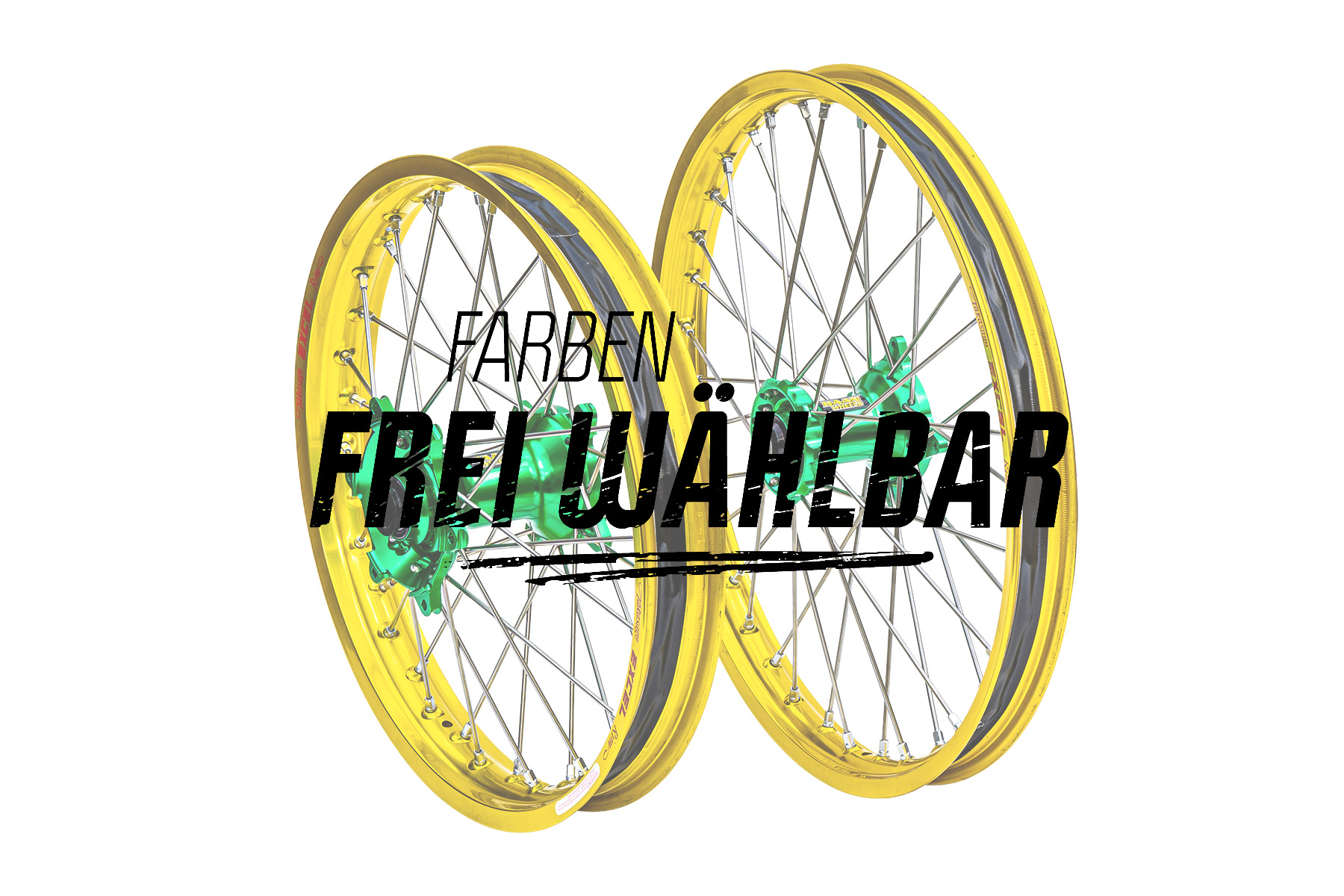 Excel Felgensatz Haan Wheels Motocross Felgen Gelb Grün Ffw