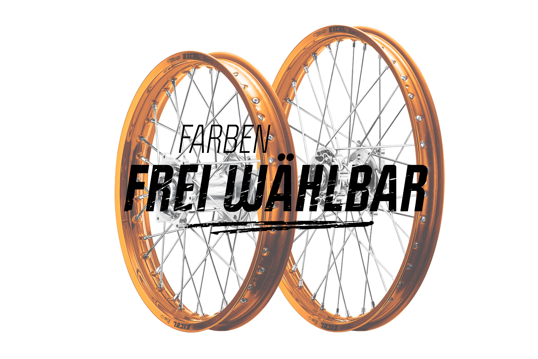 Excel Felgensatz Haan Wheels Motocross Felgen Orange Silber Ffw