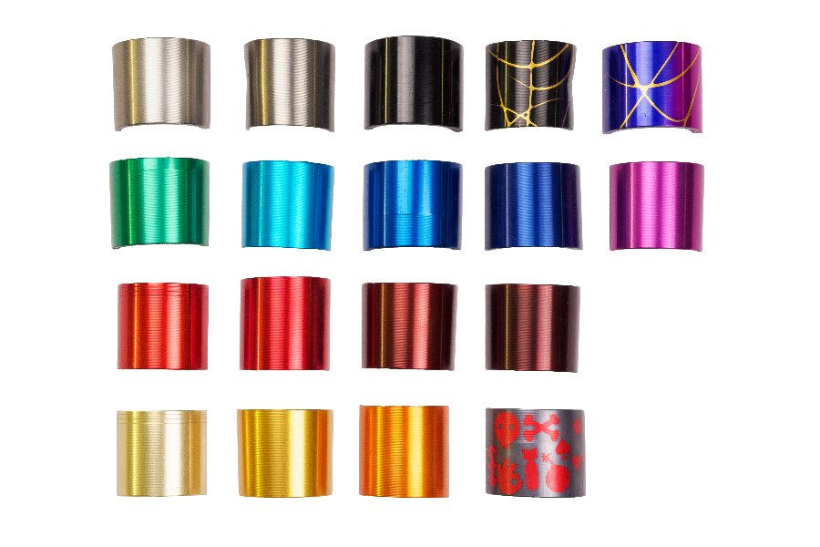 Anodized color samples for Supermoto suspensions with 19 colors and decors