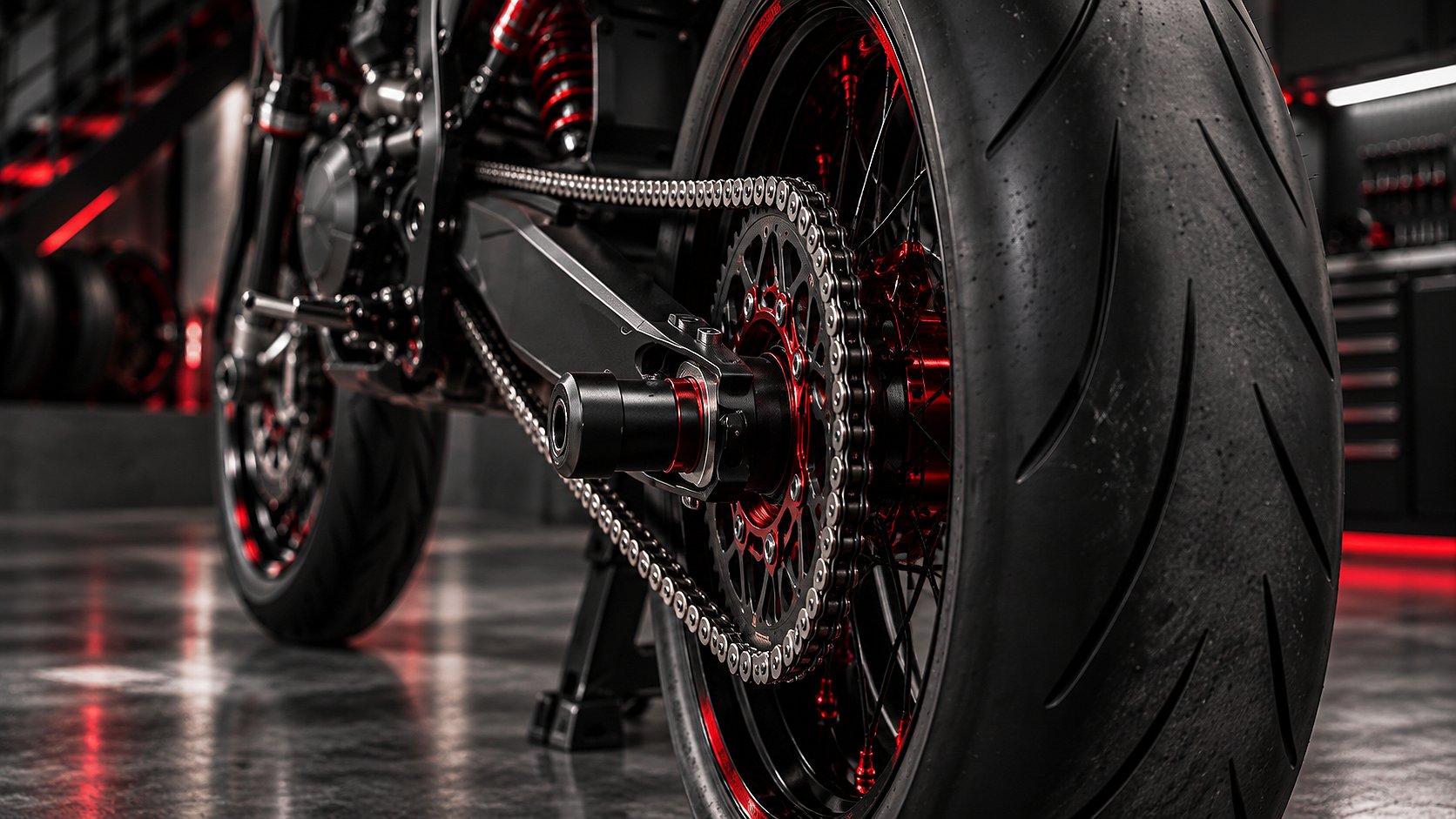 Kettendistanzkit mit DID-Kette am Supermoto-Hinterrad
